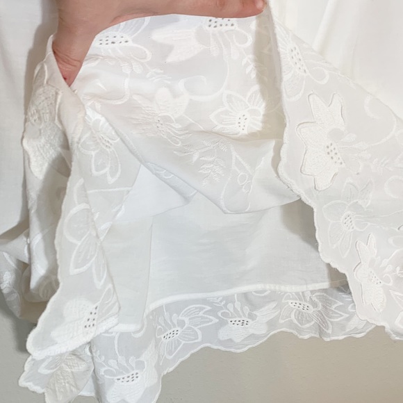 Isabel Maternity (Size XL) White Floral Embroidery, Lined, Bell Sleeve Dress - Picture 8 of 11